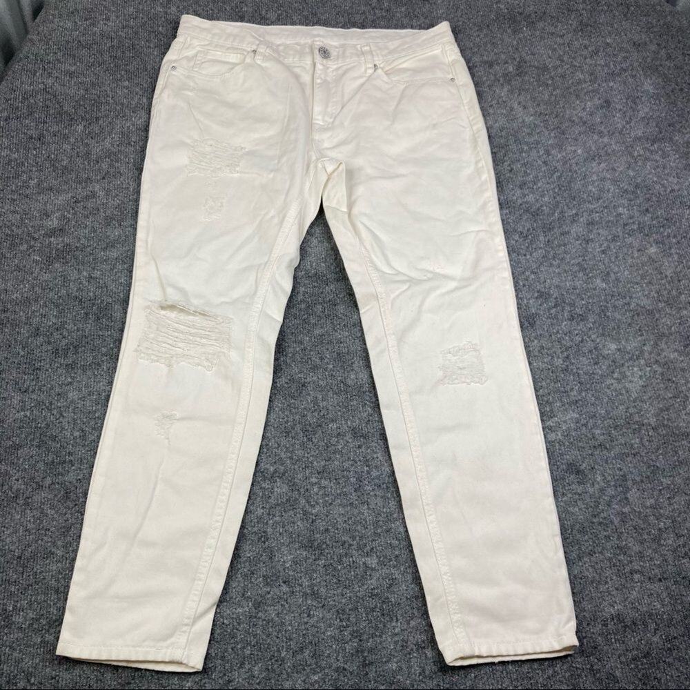 BDG Jeans Womens Size 28 White Slim BF Low Rise Distressed Denim Pants Good